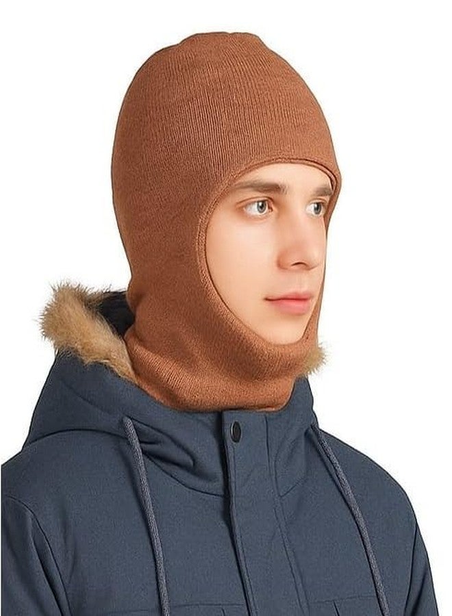 Yanwenx Winter Woolen Monkey Cap for Men | Beige | Free Size | Full Head Cover Cap - 1 Pc - Image 1