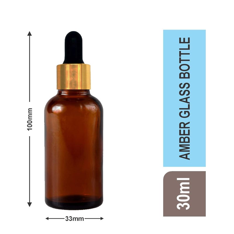 Devinez Amber Color Round Glass Bottle 30 ml Set of 4 with Dropper and Cap for Essential Oils Blends DIY skin care Cosmetics Multipurpose Bottle for Home and Travel Purpose - Image 3