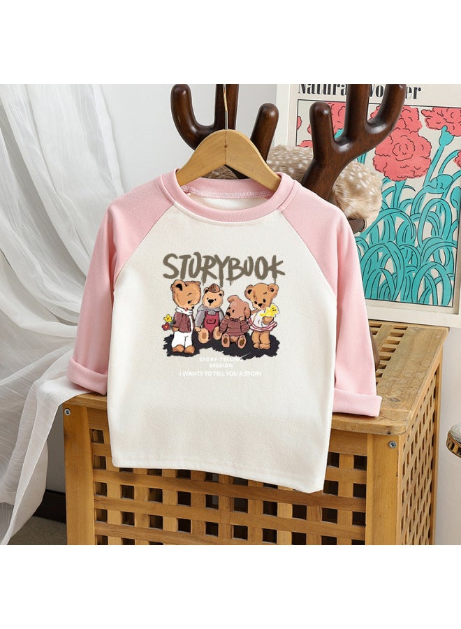 Children's Base Shirt Autumn New Arrival Boys And Girls Baby Western Style Round Neck Cartoon Long Sleeve T-shirt Top Children's Wear