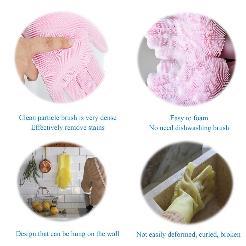 MS Milindi Sales Silicon Scrubbing Hand Gloves for Hand Protection for Dish Washing Car Pet Care and Grooming Bathroom Cleaning Reusable Heat Resistant Gloves for Unisex - Image 4