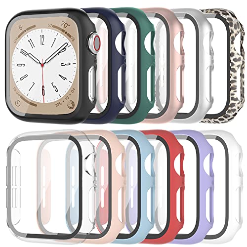 HASDON [12 Pack Case Compatible with Apple Watch 40mm SE 3 SE 2 Series 6 5 4 SE with Tempered Glass Screen Protector, Hard PC Bumper Overall Shockproof Protective Cover for iWatch 40mm Accessories - Image 1