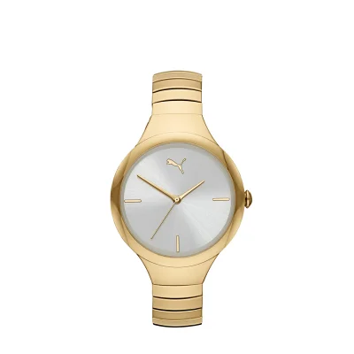 PUMA Analog Quartz Watch for Women With Gold Stainless Steel Band - 3 ATM - PU P1027