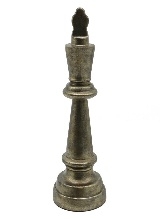 Lukitas King Chess Piece Statue Decor, Timeless Decorative Sculpture for Table Bookshelf, Crafted International Chess Ornament, Bronze Color, Resin 11'' - Image 1