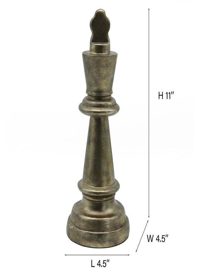 Lukitas King Chess Piece Statue Decor, Timeless Decorative Sculpture for Table Bookshelf, Crafted International Chess Ornament, Bronze Color, Resin 11'' - Image 2