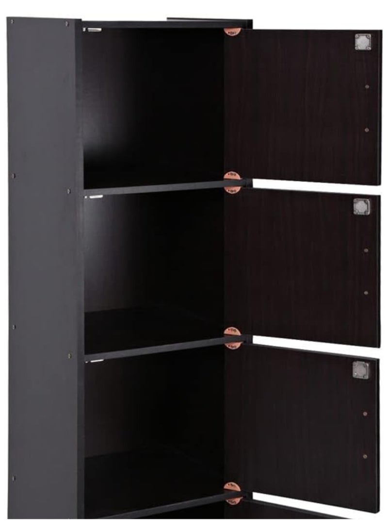SILA - 3-Door Wood Storage with Key – Ideal for Files & Folders (Brown) - Image 1