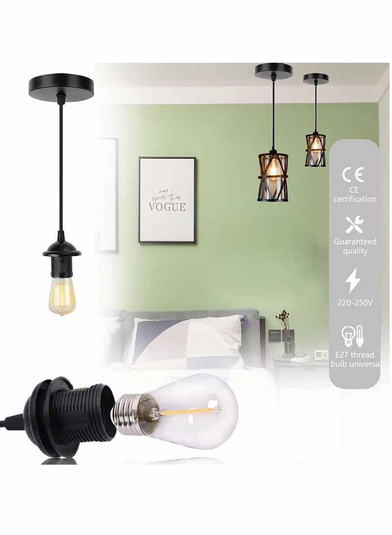 واي آند دي E27 Pendant Light Fitting, 2 Pack Vintage Retro Industrial Style Lamp Holder, Fitting Kit for DIY Suspension Chandeliers Modern Hanging Lampe - Image 2