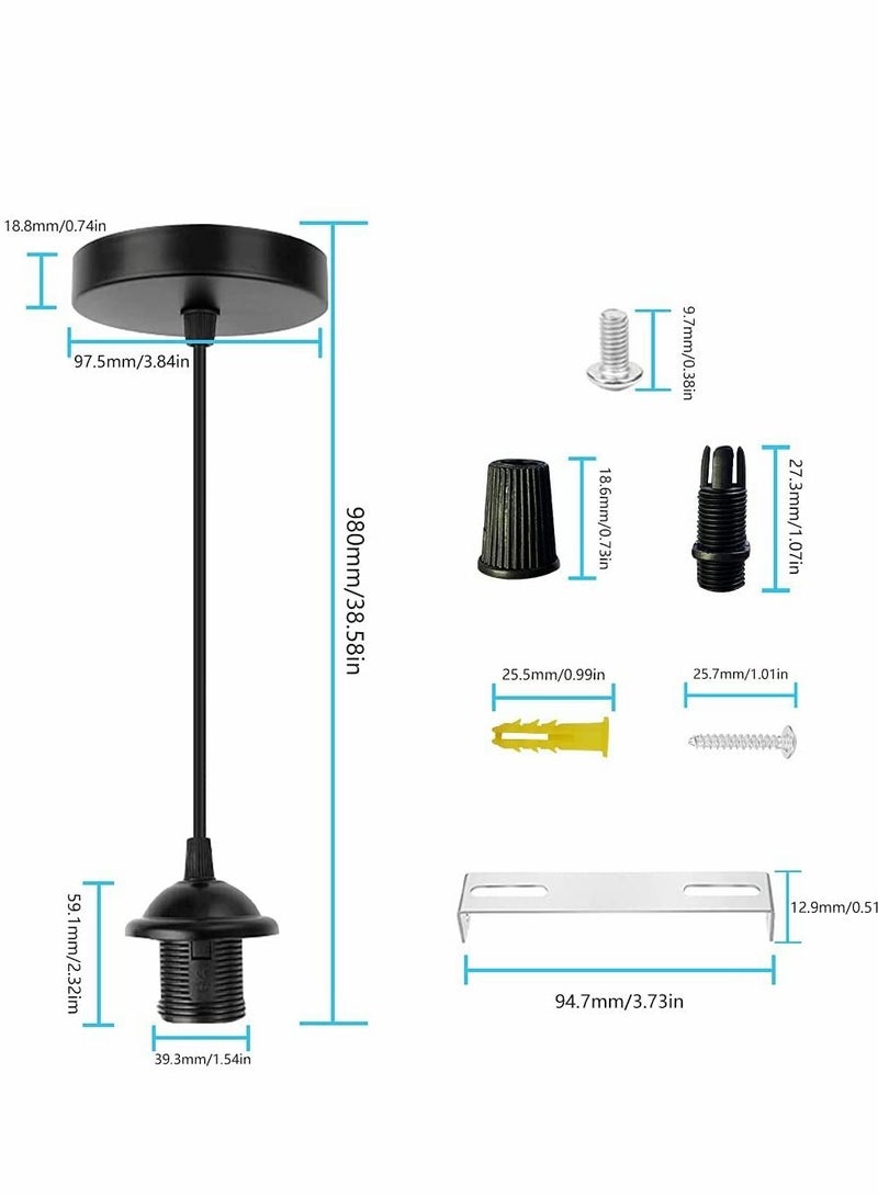 واي آند دي E27 Pendant Light Fitting, 2 Pack Vintage Retro Industrial Style Lamp Holder, Fitting Kit for DIY Suspension Chandeliers Modern Hanging Lampe - Image 5