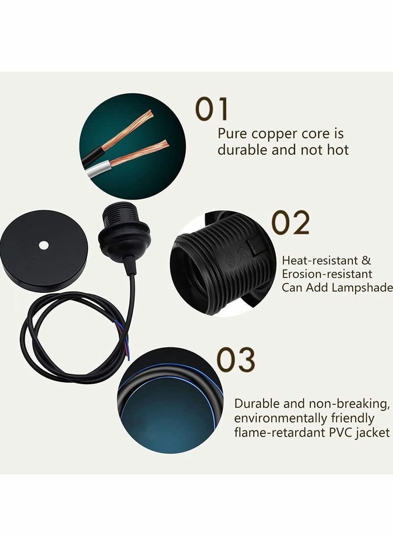 واي آند دي E27 Pendant Light Fitting, 2 Pack Vintage Retro Industrial Style Lamp Holder, Fitting Kit for DIY Suspension Chandeliers Modern Hanging Lampe - Image 3