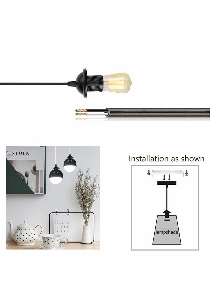 واي آند دي E27 Pendant Light Fitting, 2 Pack Vintage Retro Industrial Style Lamp Holder, Fitting Kit for DIY Suspension Chandeliers Modern Hanging Lampe - Image 4