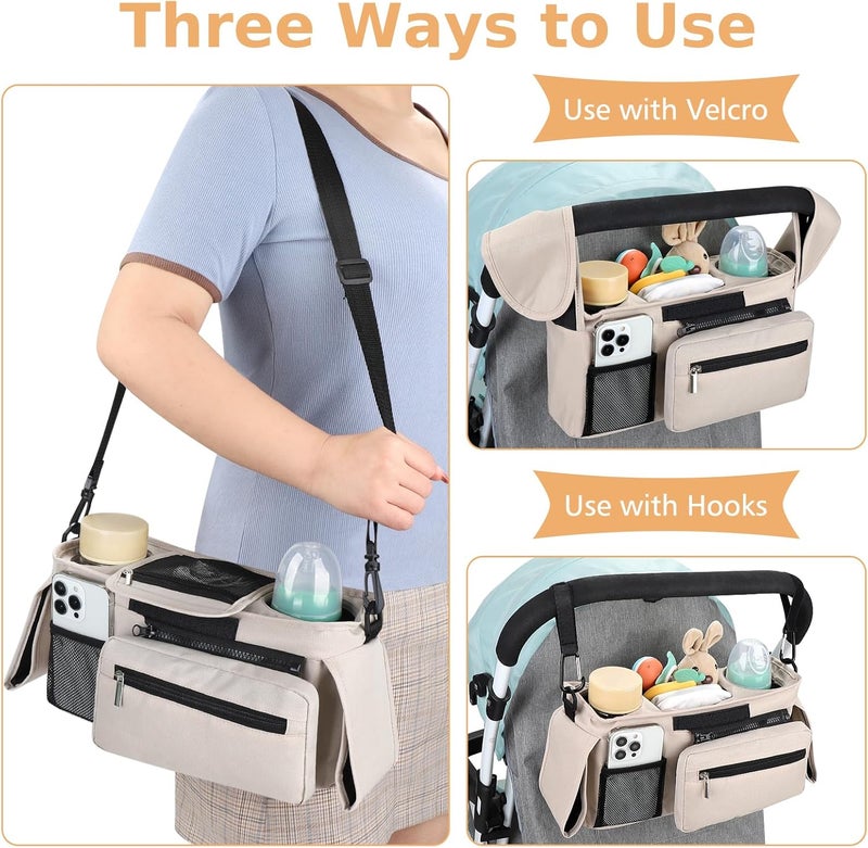 accmor Universal Stroller Organizer with Insulated Cup Holder Detachable Phone Bag and Shoulder Strap,Stroller Bag Caddy Organizer Fits for Uppababy, Baby Jogger, Britax Strollers | Insulated Cup Holder, Detachable Phone Bag, Shoulder Strap, Fits Uppababy, Baby Jogger, Britax - Image 5