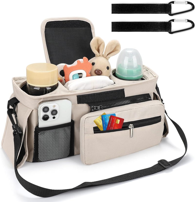 accmor Universal Stroller Organizer with Insulated Cup Holder Detachable Phone Bag and Shoulder Strap,Stroller Bag Caddy Organizer Fits for Uppababy, Baby Jogger, Britax Strollers | Insulated Cup Holder, Detachable Phone Bag, Shoulder Strap, Fits Uppababy, Baby Jogger, Britax - Image 2