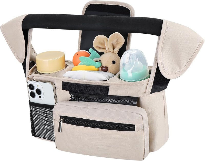 accmor Universal Stroller Organizer with Insulated Cup Holder Detachable Phone Bag and Shoulder Strap,Stroller Bag Caddy Organizer Fits for Uppababy, Baby Jogger, Britax Strollers | Insulated Cup Holder, Detachable Phone Bag, Shoulder Strap, Fits Uppababy, Baby Jogger, Britax - Image 1