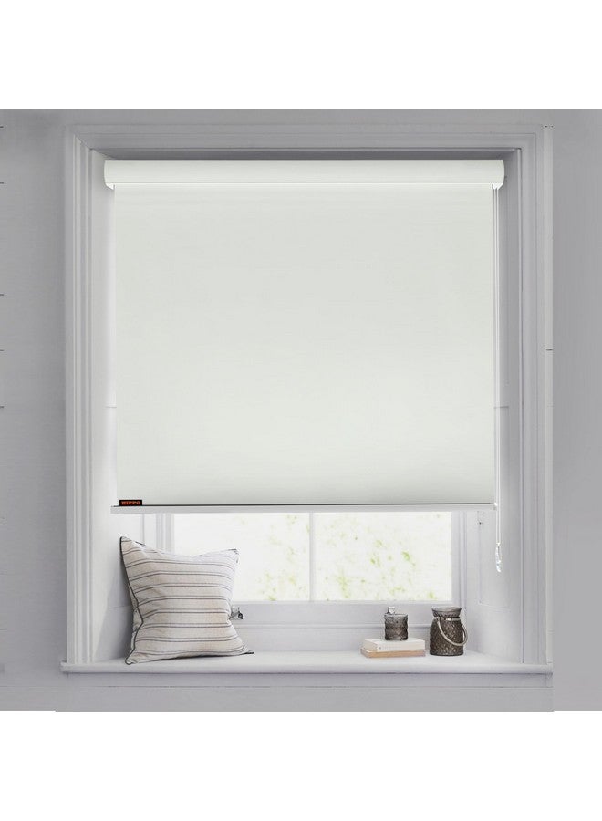 HIPPO 100% Blackout Roller Blinds for Windows UV Protection, Waterproof, Room Darkening, Corded Roll Up and Down Blinds for Home & Office Customizable (4FTX9FT, Milk-White) - Image 1