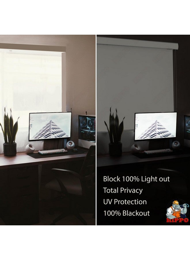 HIPPO 100% Blackout Roller Blinds for Windows UV Protection, Waterproof, Room Darkening, Corded Roll Up and Down Blinds for Home & Office Customizable (4FTX9FT, Milk-White) - Image 2