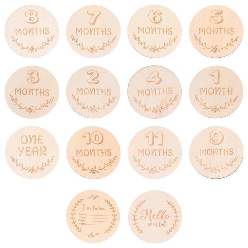 NUOBESTY 14 Wooden Monthly Milestone Cards Newborn Photo Props Memorable Keepsakes - Image 2