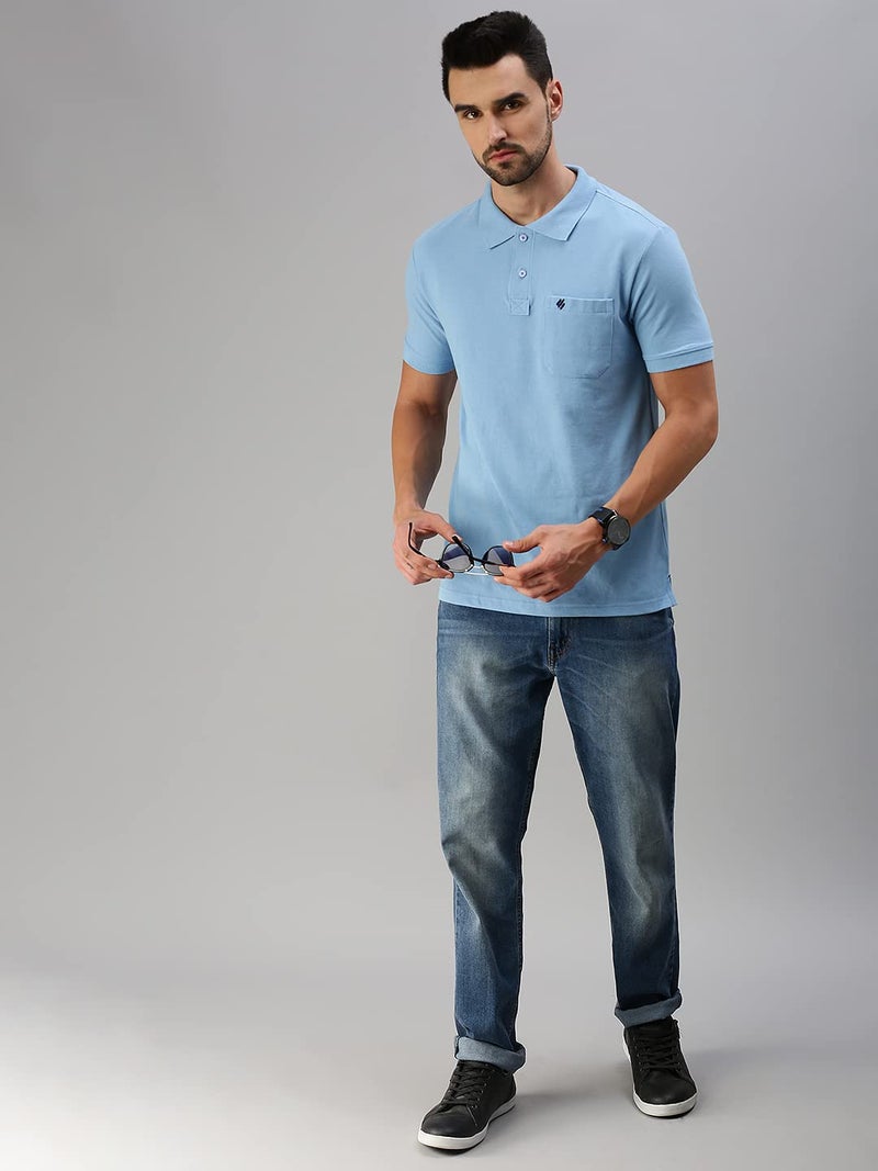 ONN Men's Solid Regular Fit Polo Nc432_Pwrbl_1Pc_Powder Blu_M, Blue - Image 5