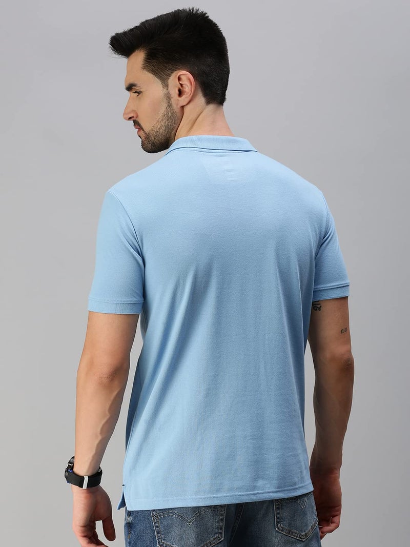ONN Men's Solid Regular Fit Polo Nc432_Pwrbl_1Pc_Powder Blu_M, Blue - Image 4