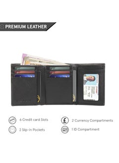 POLICE POLICE Groix Men's Leather Tri-Fold Wallet - Black  - Image 2