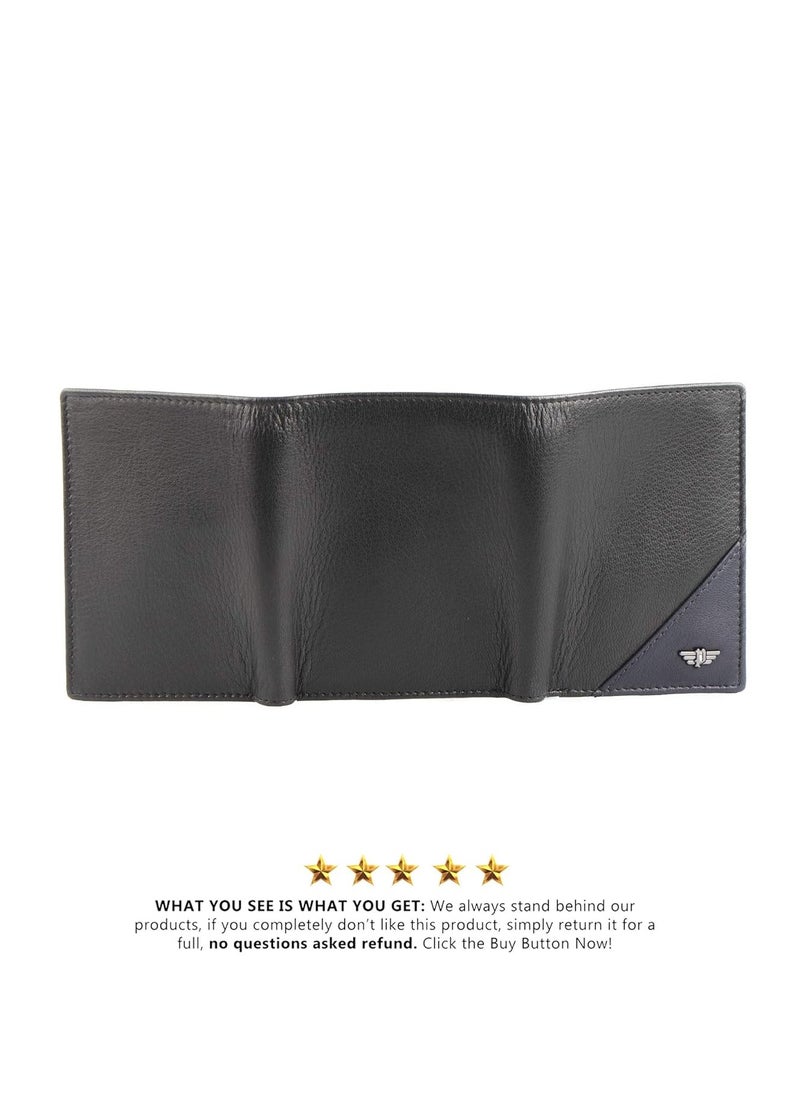 POLICE - POLICE Groix Men's Leather Tri-Fold Wallet - Black - Image 1