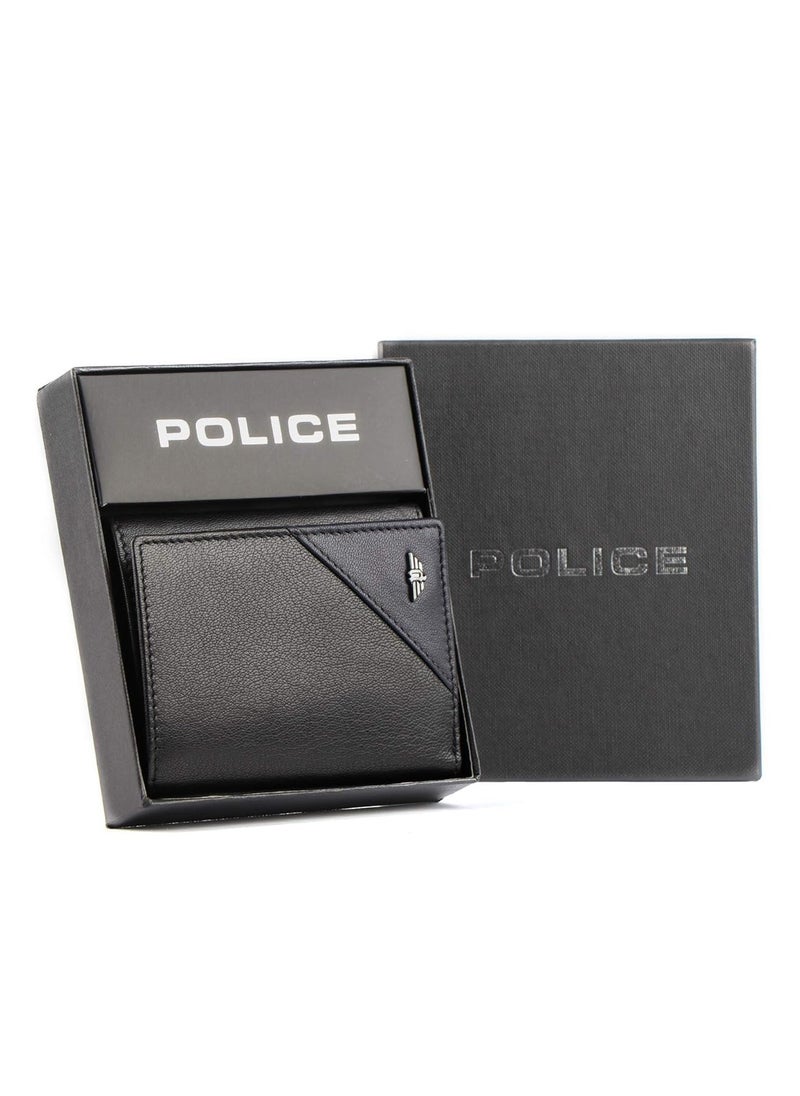 POLICE - POLICE Groix Men's Leather Tri-Fold Wallet - Black - Image 1