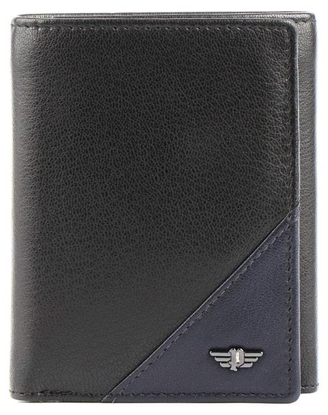 POLICE Groix Men's Leather Tri-Fold Wallet - Black
