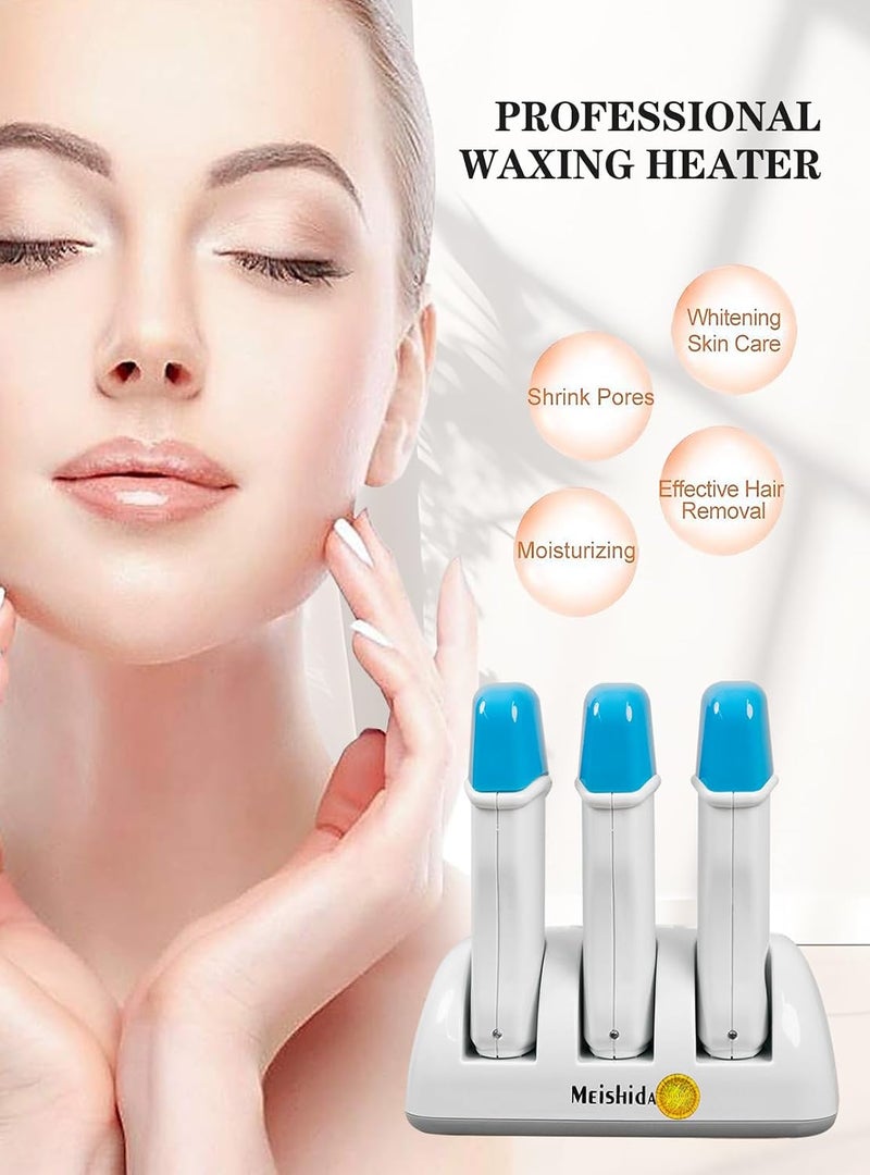 Meishida Roll on Wax Kit for Hair Removal, three Roller Wax Heater with Heater Base for Hair Removal, Portable Wax Heater Machine for Women & Men - Image 5