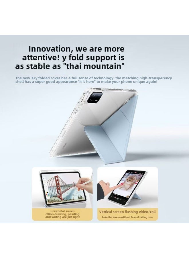 Generic - 3 Y Folding Multi-angle Suitable For Millet Tablet 7 Protective Cover 6pro Protective Shell 5 Pad7 Full Coverage 11.16 Inch-Color:[white Ice Blue] Variety Of Diamond Shells 3+y Discount-Applicable Models:For Xiaomi 7/7pro【 11.2inch 】 - Image 1