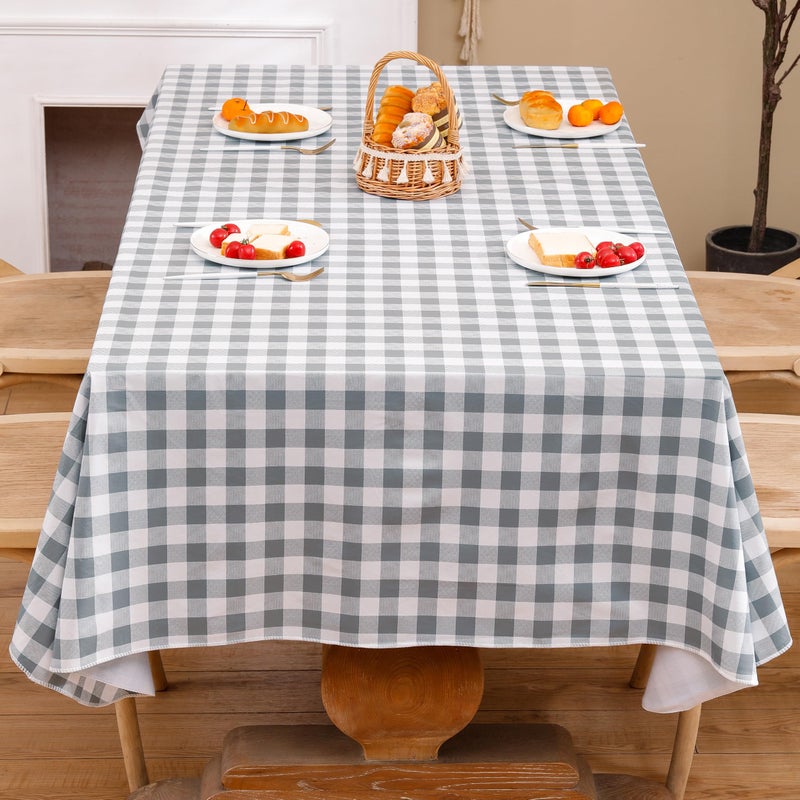 Walrus Heavy Duty Vinyl Tablecloth with Flannel Backing Waterproof Oil-Proof Plastic Table Cloth Stain-Resistant Wipeable Rectangle or Square Table Cover for Indoor and Outdoor (Grey Checkered, 60x84 Inch) - Image 5