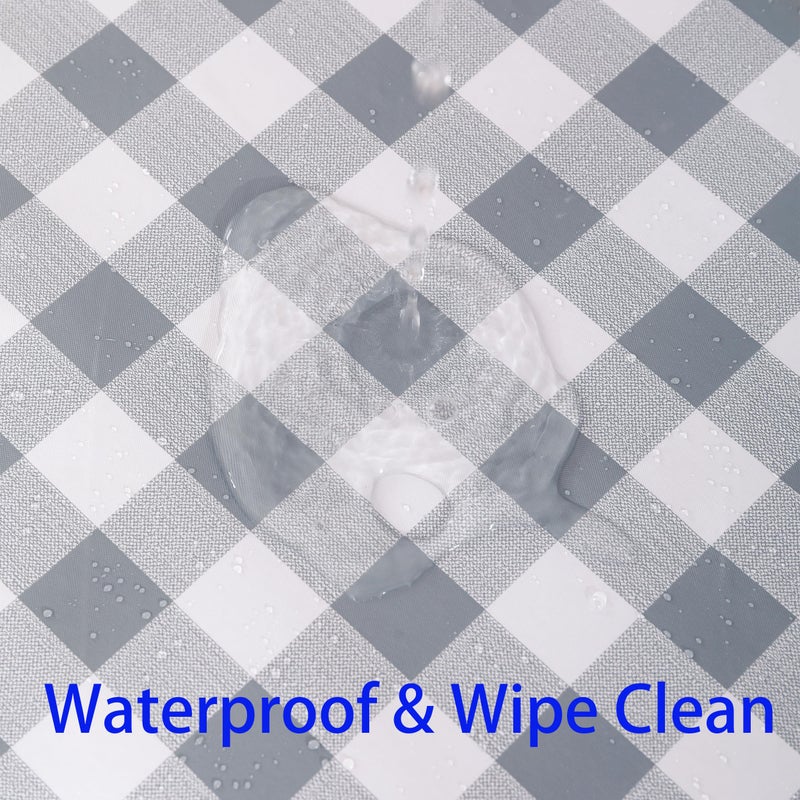 Walrus Heavy Duty Vinyl Tablecloth with Flannel Backing Waterproof Oil-Proof Plastic Table Cloth Stain-Resistant Wipeable Rectangle or Square Table Cover for Indoor and Outdoor (Grey Checkered, 60x84 Inch) - Image 3