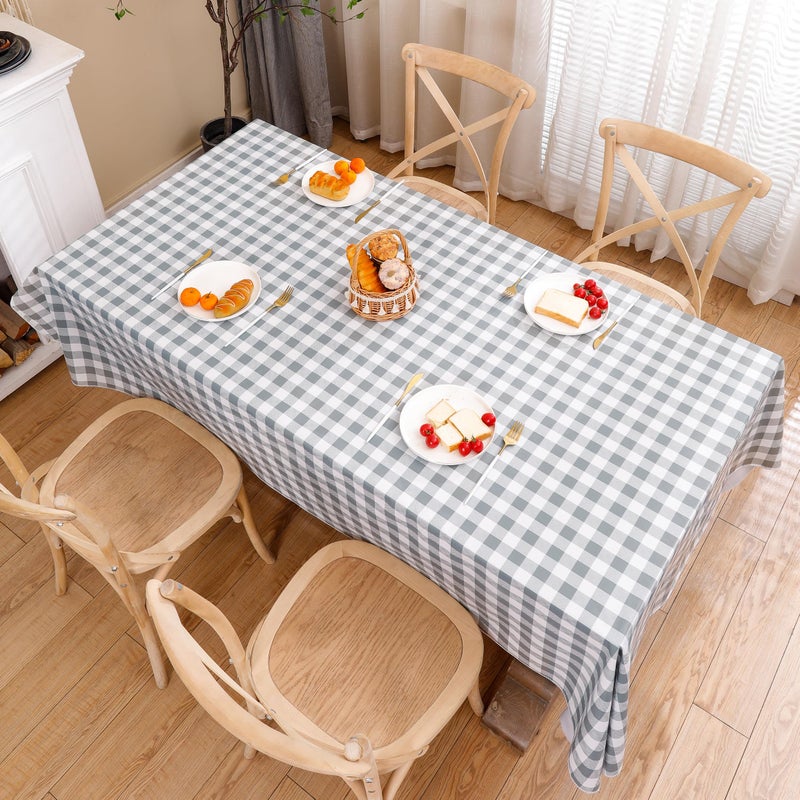 Walrus Heavy Duty Vinyl Tablecloth with Flannel Backing Waterproof Oil-Proof Plastic Table Cloth Stain-Resistant Wipeable Rectangle or Square Table Cover for Indoor and Outdoor (Grey Checkered, 60x84 Inch) - Image 2