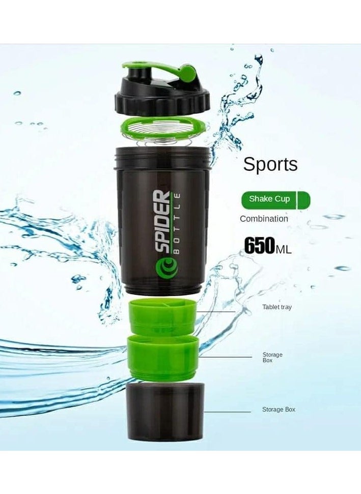 SPIDER - Protein shaker Athletes 500ml 3 Layers Easy Roll Anti-Slip Pill Caps & Supplements Leak Proof BPA Free - Image 1