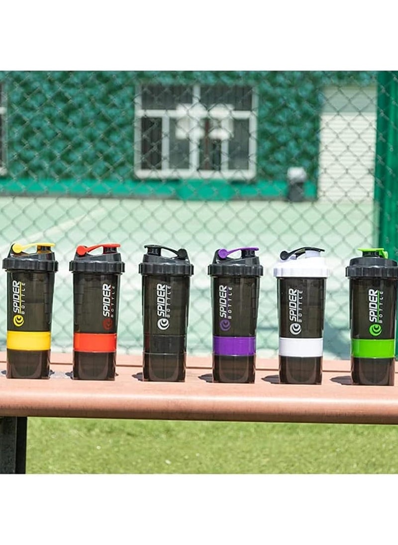 SPIDER - Protein shaker Athletes 500ml 3 Layers Easy Roll Anti-Slip Pill Caps & Supplements Leak Proof BPA Free - Image 1