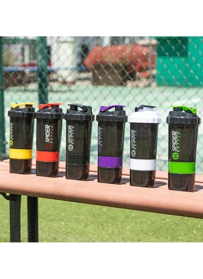 SPIDER - Protein shaker Athletes 500ml 3 Layers Easy Roll Anti-Slip Pill Caps & Supplements Leak Proof BPA Free - Image 1