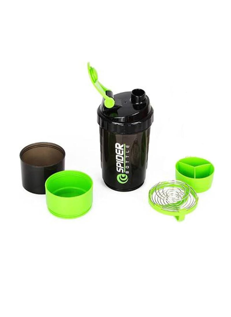 SPIDER - Protein shaker Athletes 500ml 3 Layers Easy Roll Anti-Slip Pill Caps & Supplements Leak Proof BPA Free - Image 1
