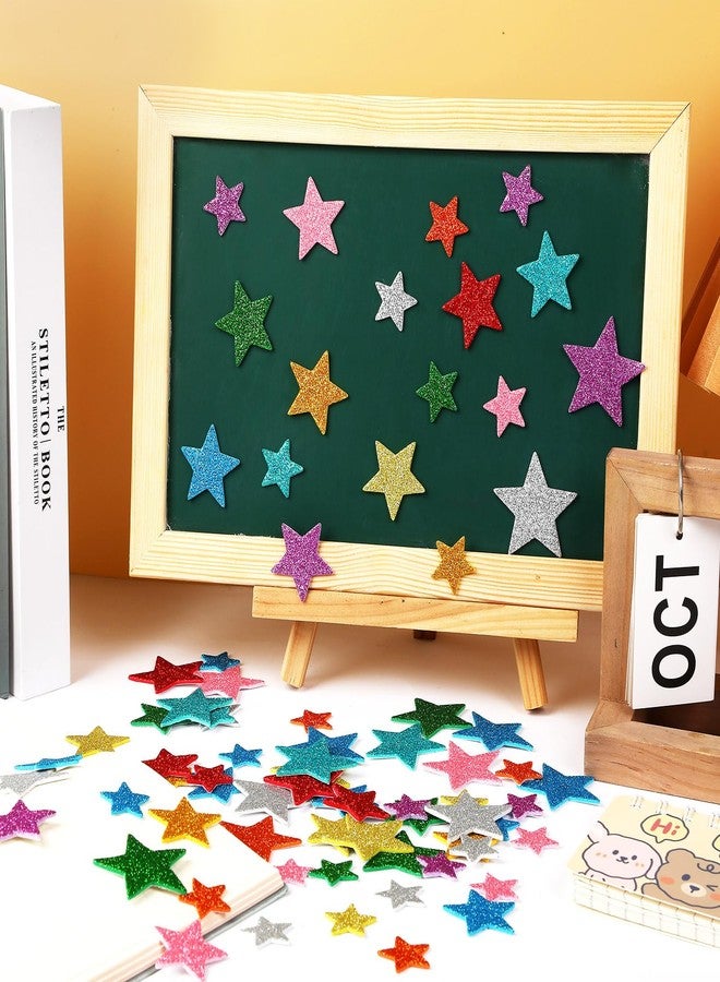JULBEAR Colorful Glitter Star Foam Sticker, 300Pcs Stars Shapes Glitter Self Adhesive Foam Stickers for Kids Party Favors Toddler DIY Crafts Supplies Home Decorations - Image 4