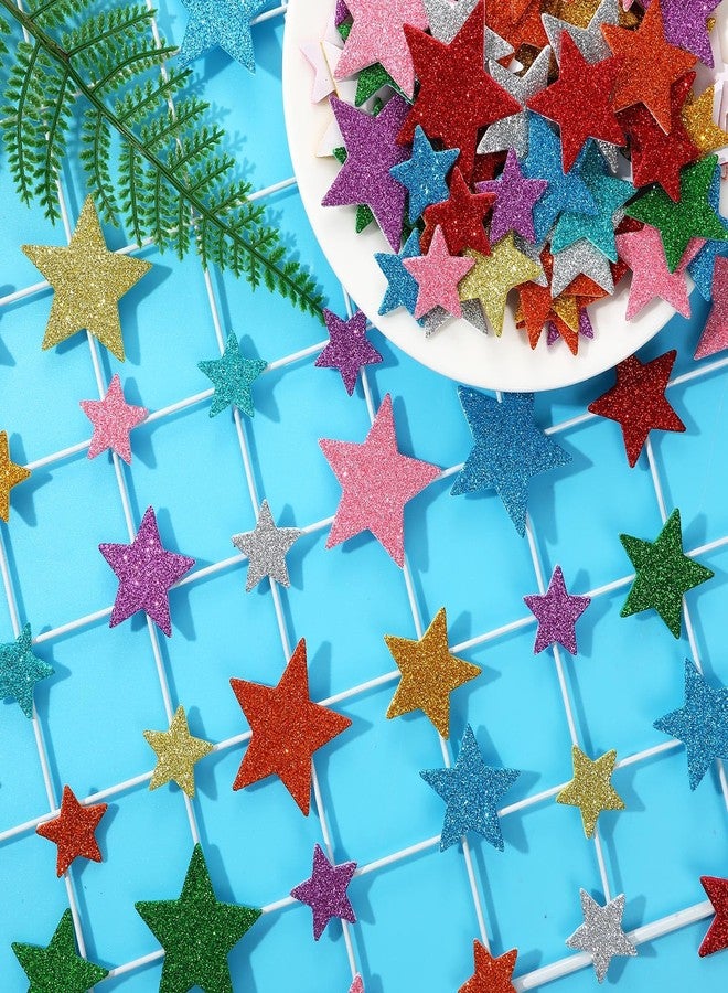 JULBEAR Colorful Glitter Star Foam Sticker, 300Pcs Stars Shapes Glitter Self Adhesive Foam Stickers for Kids Party Favors Toddler DIY Crafts Supplies Home Decorations - Image 3