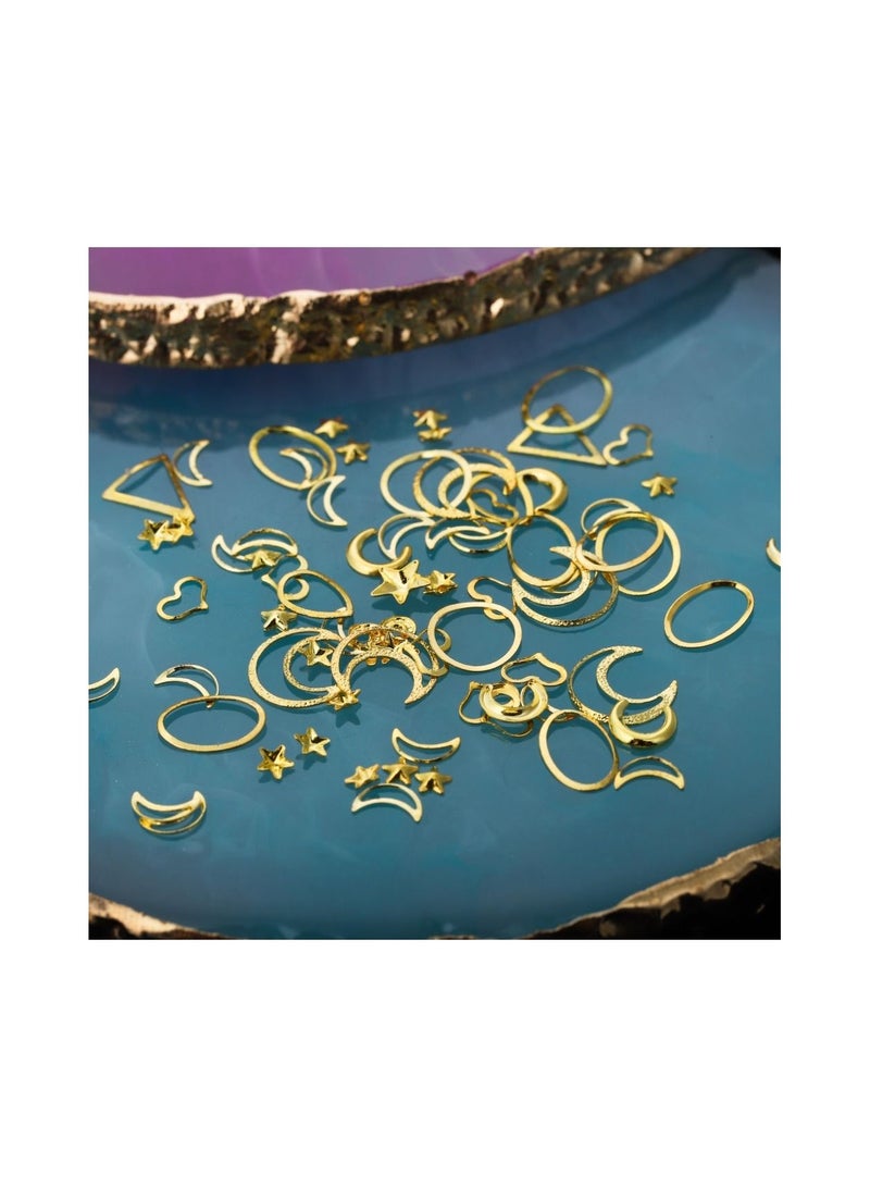 مزيج من الجليتر إطار معدني ذهبي فن الأظافر UV راتنج الإيبوكسي للحرف اليدوية المجوهرات ملحقات الأظافر - Image 2