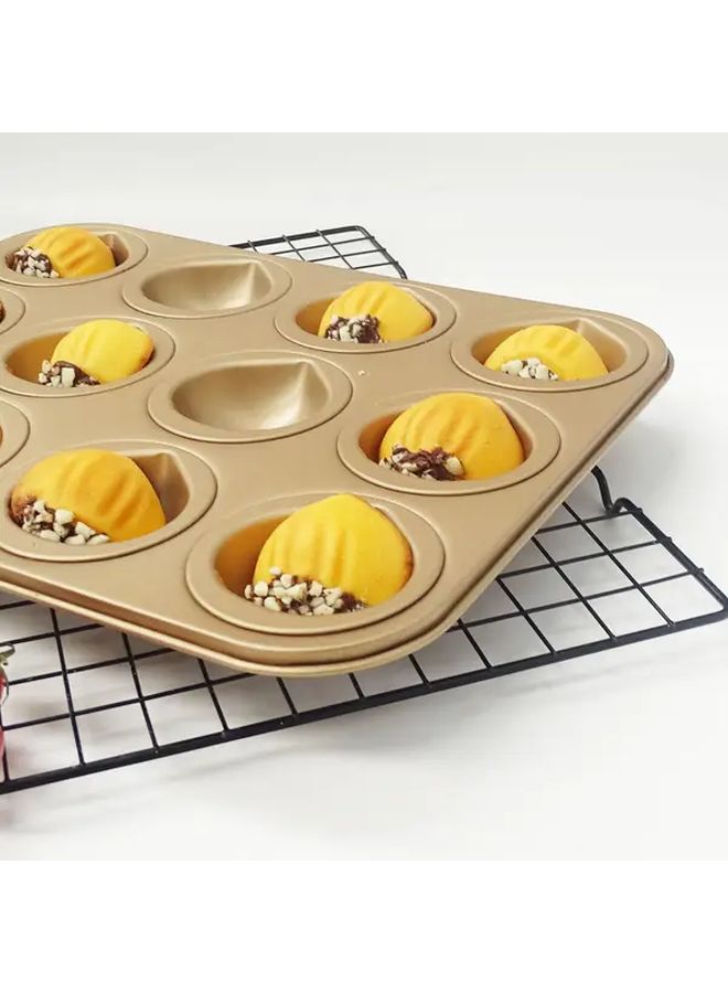 Non Stick Chestnut Madeleine Baking Pan 12 Cavity Food Grade Metal for Mini Cakes Pastries Easy Release - Image 5