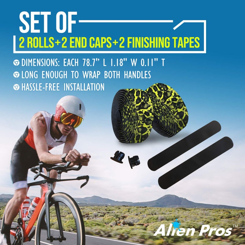 ALIEN PROS Bike Handlebar Tape Carbon Fiber (Set of 2) Black Silver - Enhance Your Bike Grip with These Bicycle Handle bar Tape - Wrap Your Bike for an Awesome Comfortable Ride - Image 2