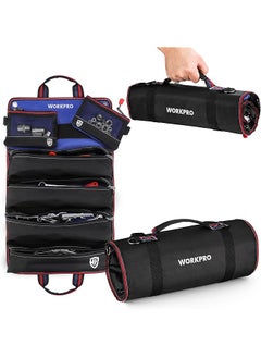 WORKPRO WORKPRO Roll Up Tool Bag, Tool Roll Up Bag with Detachable Tool Pouches, Heavy Duty Tool Bag Organizer with 6 Pockets, Tool Roll Organizer for Mechanic, Electrician, Plumber and Carpenter  - Image 1