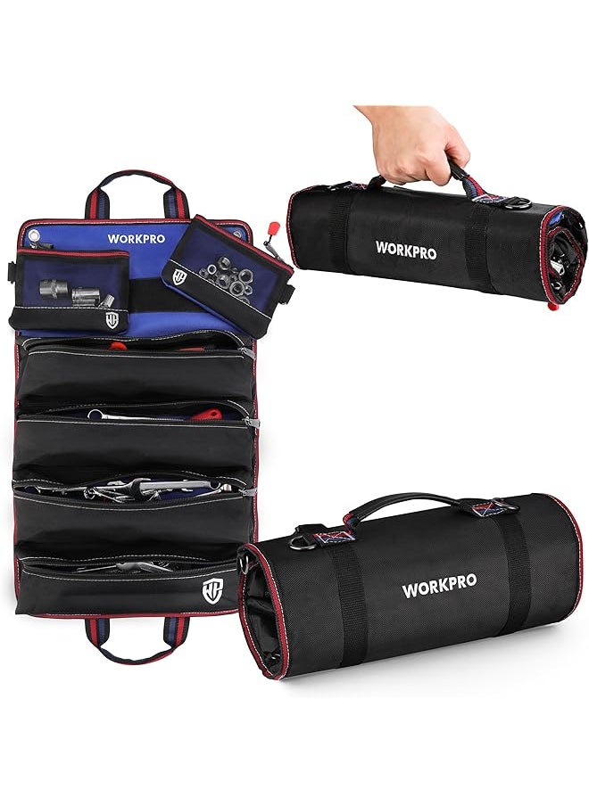 WORKPRO - WORKPRO Roll Up Tool Bag, Tool Roll Up Bag with Detachable Tool Pouches, Heavy Duty Tool Bag Organizer with 6 Pockets, Tool Roll Organizer for Mechanic, Electrician, Plumber and Carpenter - Image 1