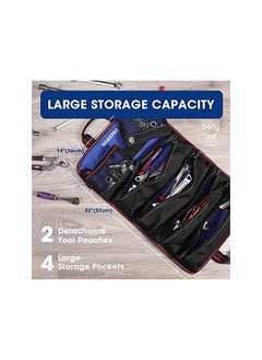 WORKPRO WORKPRO Roll Up Tool Bag, Tool Roll Up Bag with Detachable Tool Pouches, Heavy Duty Tool Bag Organizer with 6 Pockets, Tool Roll Organizer for Mechanic, Electrician, Plumber and Carpenter  - Image 3