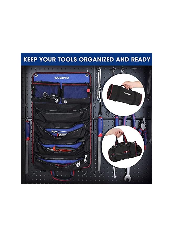 WORKPRO Roll Up Tool Bag, Tool Roll Up Bag with Detachable Tool Pouches, Heavy Duty Tool Bag Organizer with 6 Pockets, Tool Roll Organizer for Mechanic, Electrician, Plumber and Carpenter - pzsku/Z71F1B3547C21A83CC0BBZ/45/_/1741457530/d5e5b7fa-5cdd-45a9-9e5e-3e5cf3c2ac51