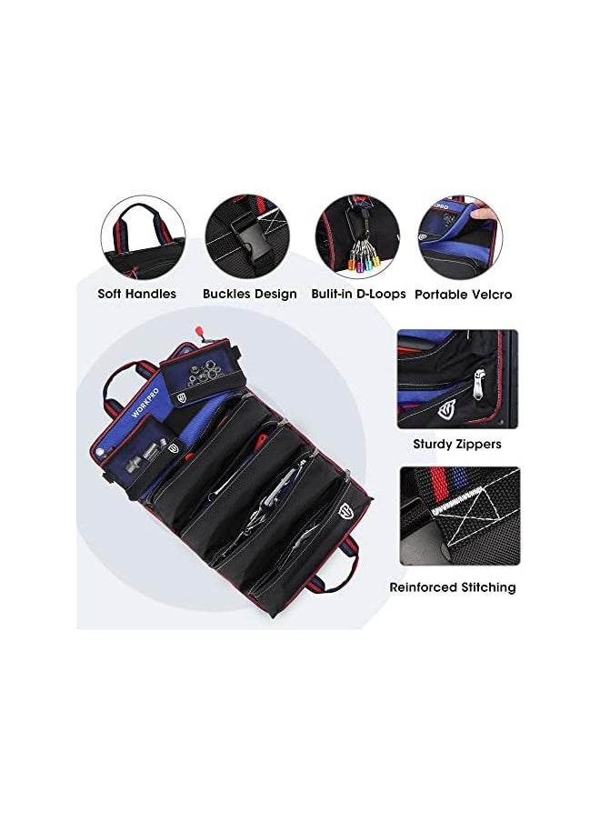 WORKPRO Roll Up Tool Bag, Tool Roll Up Bag with Detachable Tool Pouches, Heavy Duty Tool Bag Organizer with 6 Pockets, Tool Roll Organizer for Mechanic, Electrician, Plumber and Carpenter - pzsku/Z71F1B3547C21A83CC0BBZ/45/_/1741457531/a30ab725-2085-4746-8a7e-f7dabd3d4817