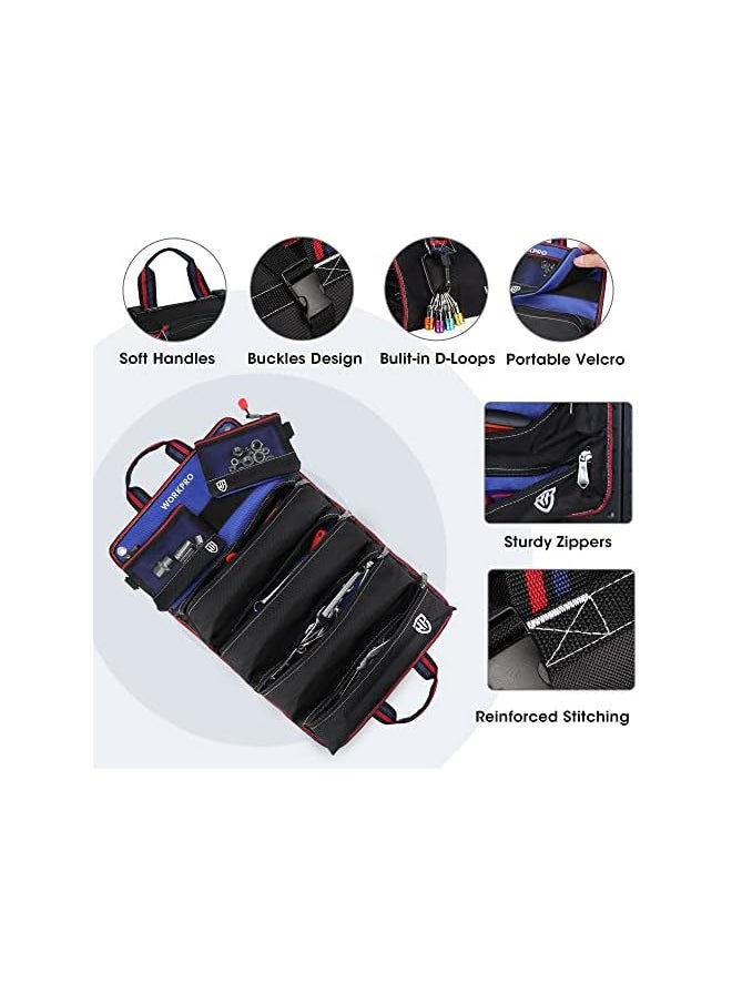 WORKPRO - WORKPRO Roll Up Tool Bag, Tool Roll Up Bag with Detachable Tool Pouches, Heavy Duty Tool Bag Organizer with 6 Pockets, Tool Roll Organizer for Mechanic, Electrician, Plumber and Carpenter - Image 1