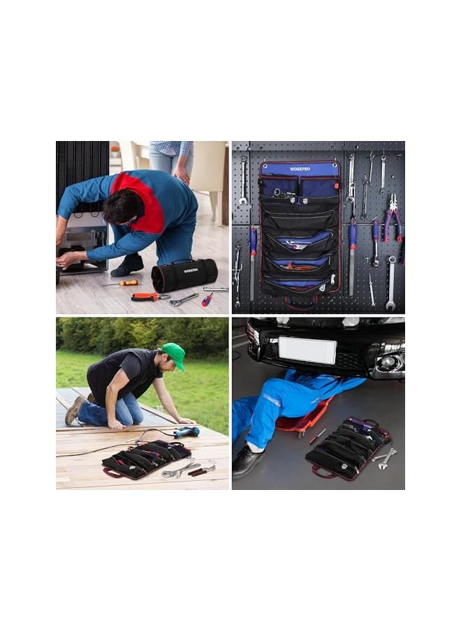 WORKPRO - WORKPRO Roll Up Tool Bag, Tool Roll Up Bag with Detachable Tool Pouches, Heavy Duty Tool Bag Organizer with 6 Pockets, Tool Roll Organizer for Mechanic, Electrician, Plumber and Carpenter - Image 1