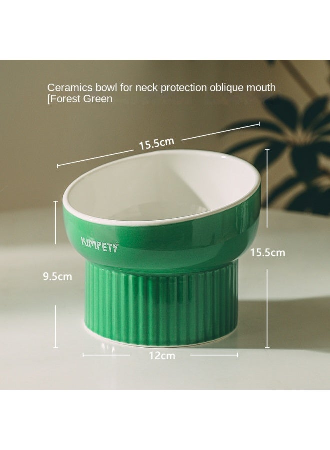 KimPets Pet Ceramic Cat Bowl, Simple Tall Dog Bowl, Cat Bowl, Cat Bowl, Slanted Mouth, Neck Protector, Anti-knock Over Pet Food Utensils - Image 1