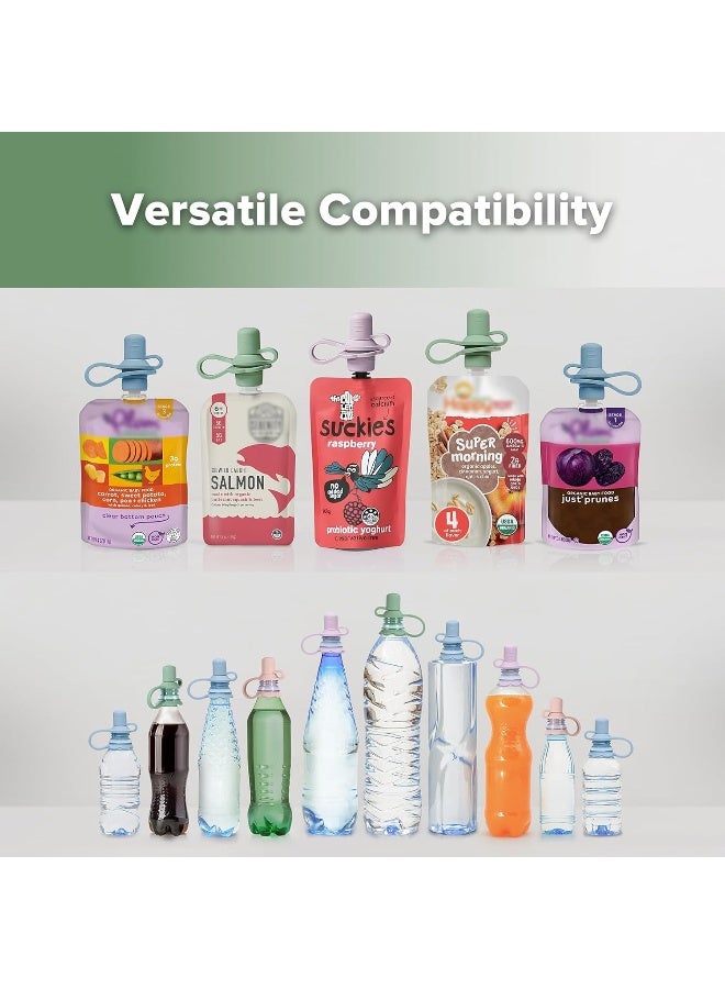 هاكا Multi-Functional Silicone Spout, Baby Pouch Topper, No Spill Bottle Top, 100% Food Grade Silicone, 2 Pack - Image 3