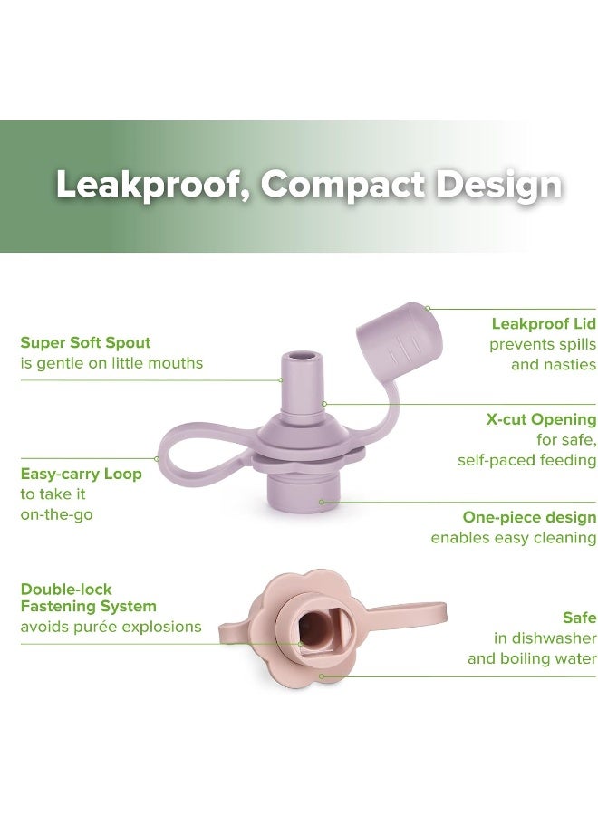 هاكا Multi-Functional Silicone Spout, Baby Pouch Topper, No Spill Bottle Top, 100% Food Grade Silicone, 2 Pack - Image 4