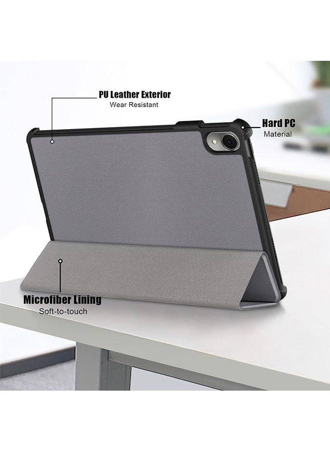 Flip Leather Case For Huawei MatePad 11 2023 DBR-W00 DBR-W10 Ultra-Thin Shockproof Fold Stand Function Tablet Cover with Auto-Sleep/Wake (Gray)